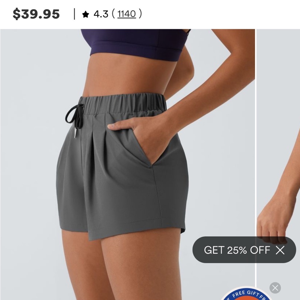 Halara Mid Rise Elastic Waistband Drawstring Ruched